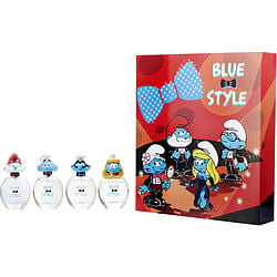 Smurfs 3D Variety By First American Brands 4 Piece Set Blue & Style With Papa Smurf, Smurfette, Vanity Smurf & Brainy Smurf And All Are Edt Sprays