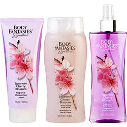 Body Fantasies Japanese Cherry Blossom By Body Fantasies Body Spray 8 Oz & Body Lotion 7 Oz & Body Wash