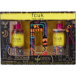 Fcuk Late Night By French Connection Edt Spray 3.4 Oz & Body Lotion 8.4 Oz & Fragrance Mist