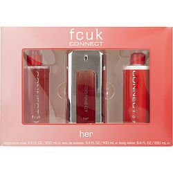 Fcuk Connect By French Connection Edt Spray 3.4 Oz & Body Lotion 8.4 Oz & Body Mist